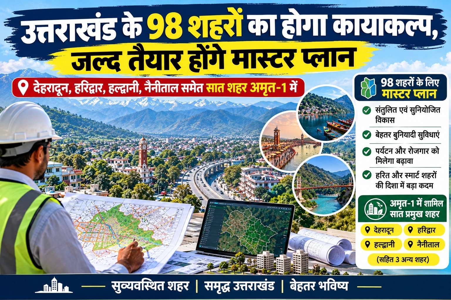 उत्तराखंड के 98 शहरों का होगा कायाकल्प, जल्द तैयार होंगे मास्टर प्लान
