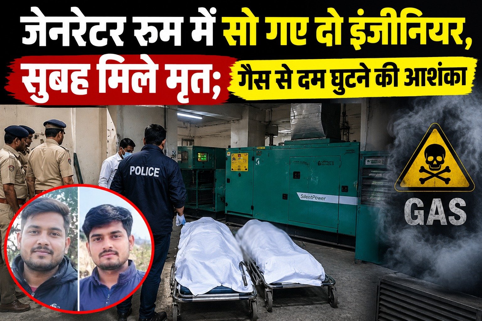 जेनरेटर रूम में सो गए दो इंजीनियर, सुबह मिले मृत; गैस से दम घुटने की आशंका