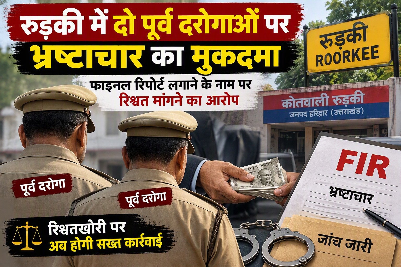 रुड़की में दो पूर्व दरोगाओं पर भ्रष्टाचार का मुकदमा, फाइनल रिपोर्ट लगाने के नाम पर रिश्वत मांगने का आरोप