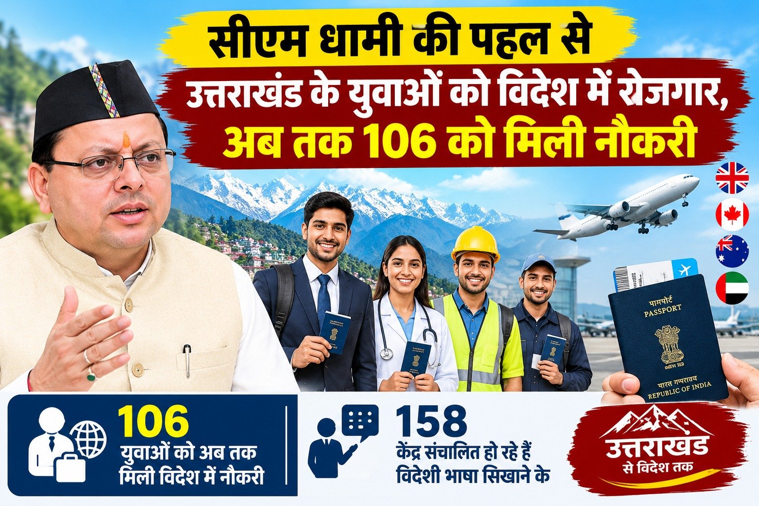 सीएम धामी की पहल से उत्तराखंड के युवाओं को विदेश में रोजगार, अब तक 106 को मिली नौकरी