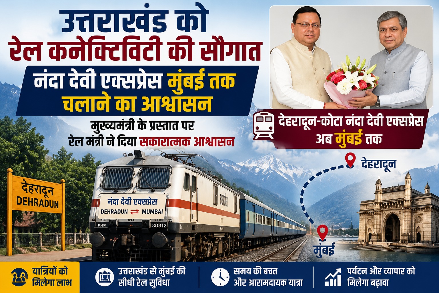 उत्तराखंड को रेल कनेक्टिविटी की सौगात, नंदा देवी एक्सप्रेस मुंबई तक चलाने का आश्वासन