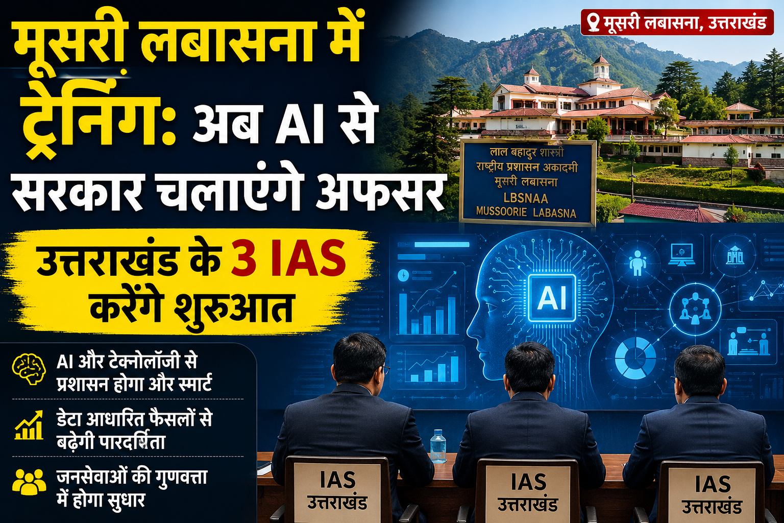 मूसरी लबासना में ट्रेनिंग: अब AI से सरकार चलाएंगे अफसर, उत्तराखंड के 3 IAS करेंगे शुरुआत