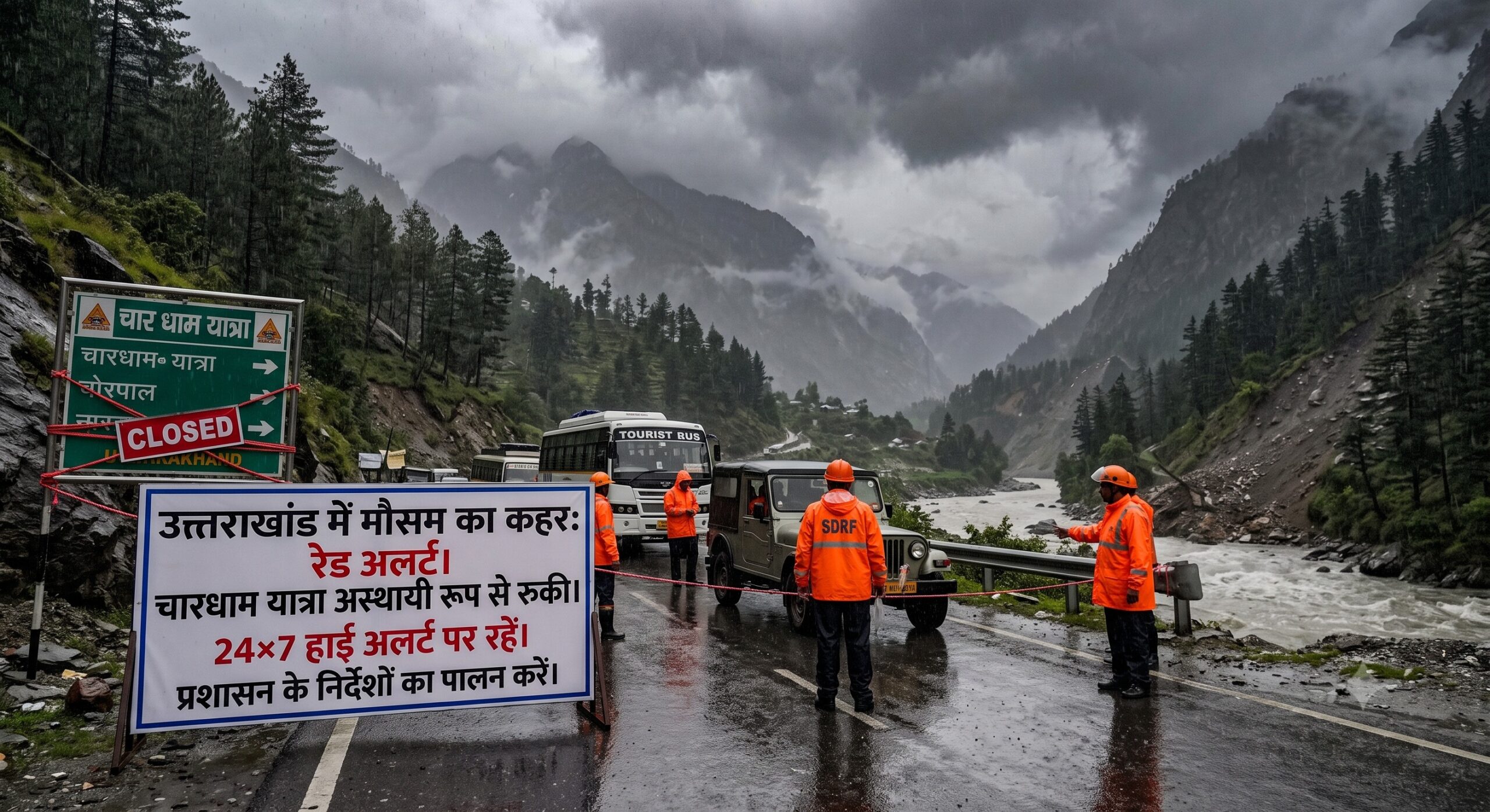 उत्तराखंड में मौसम का कहर: रेड अलर्ट के बीच चारधाम यात्रा पर अस्थायी रोक, सीएम धामी ने दिए 24×7 हाई अलर्ट के निर्देश